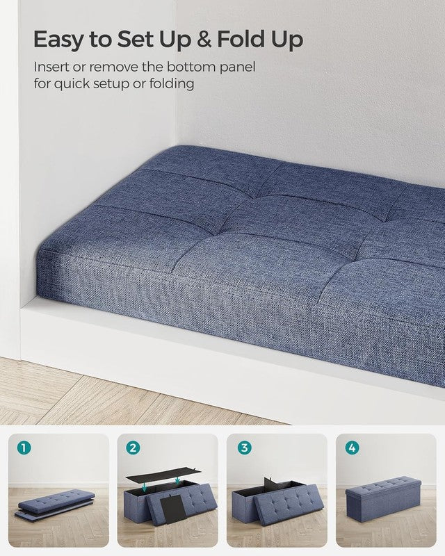 43'' Folding Storage Ottoman Bench Foot Rest Bedroom Living Room Misty Blue6