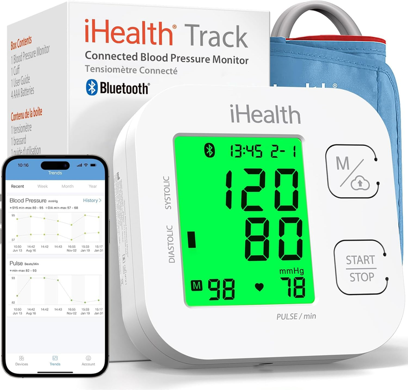 Track Smart Upper Arm Blood Pressure Monitor with Wide Range Cuff That Fits Stan10