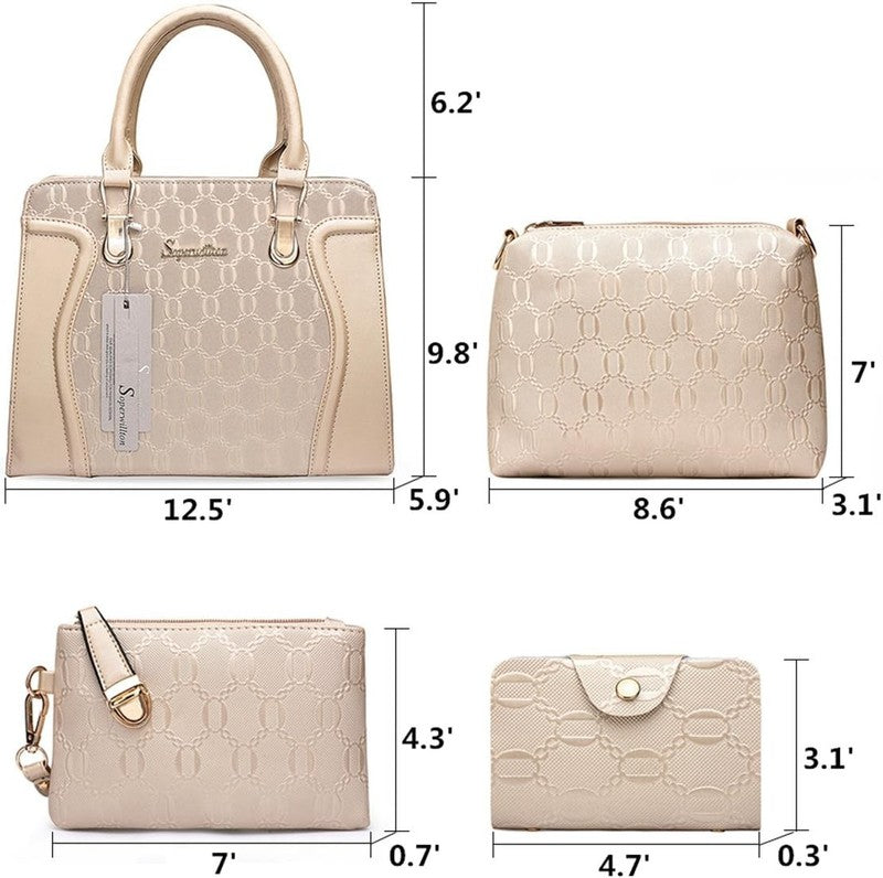 Women'S Fashion Handbags Tote Bags Shoulder Bag Top Handle Satchel Purse Set 4Pc2