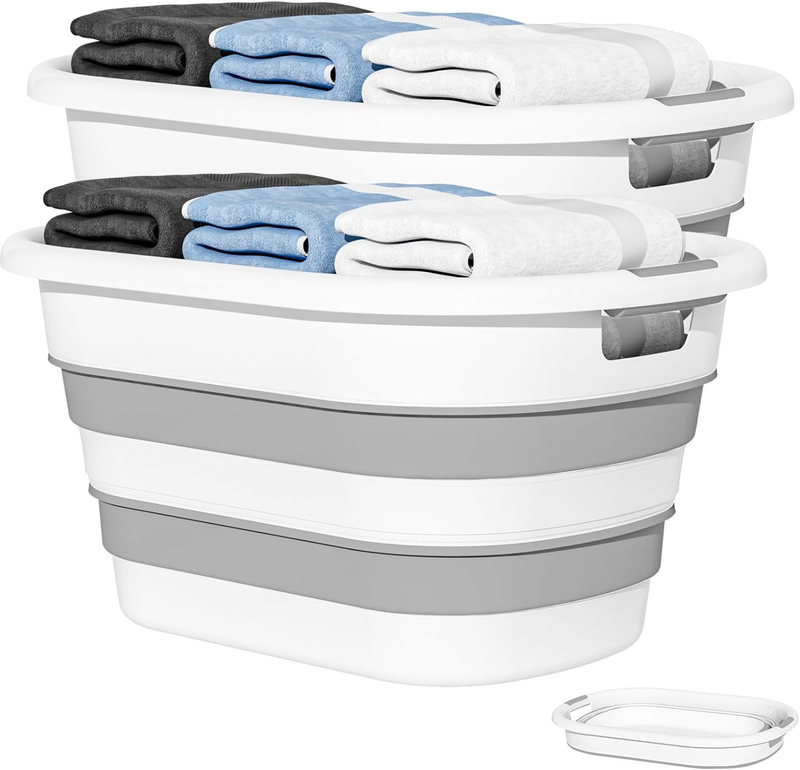 43L(11.5Gallon) Collapsible Laundry Baskets Plastic, Pop up Laundry Hamper/Stora0