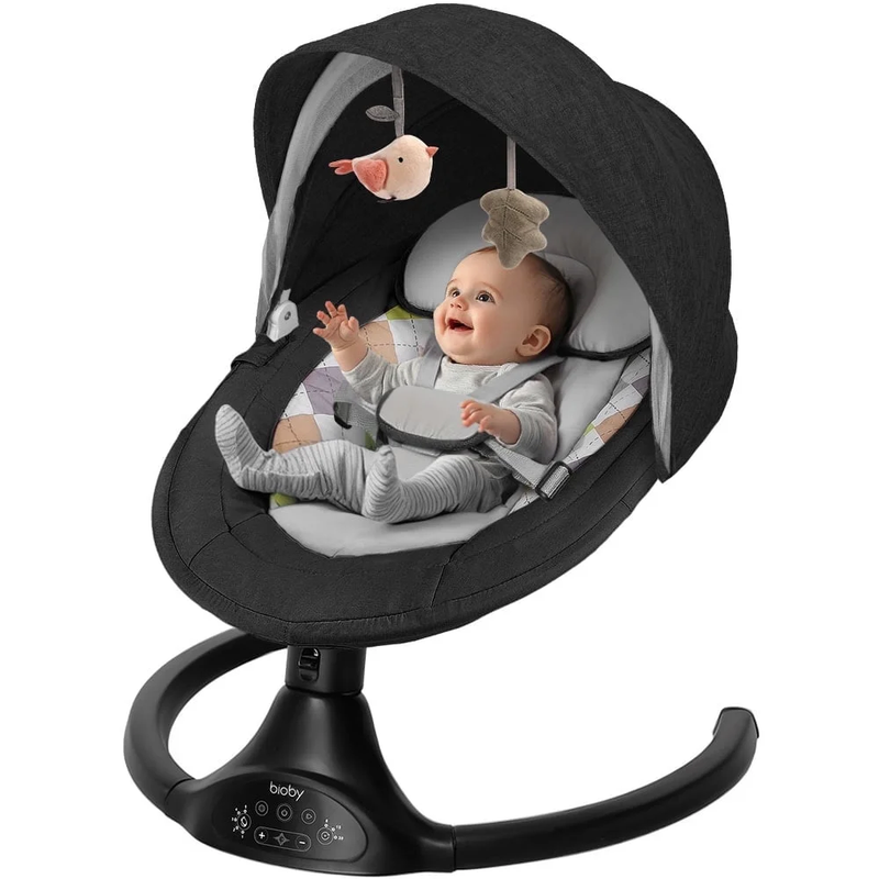 Electric Baby Swing Infant Rocker w/ Remote 5 Speeds Bluetooth Music Black0