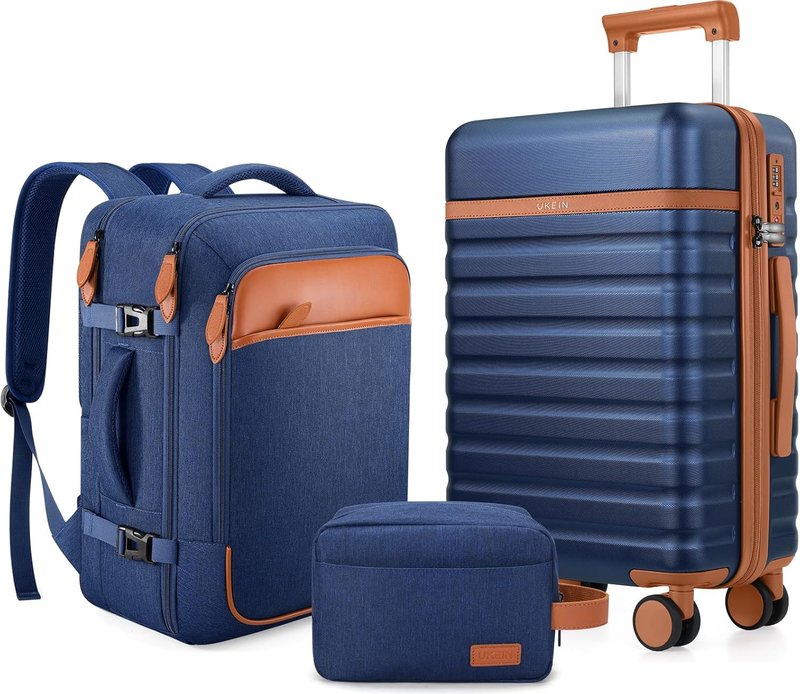 3 Piece Luggage Set 20" Carry On Spinner Hardside Suitcase w/ TSA Lock Blue0