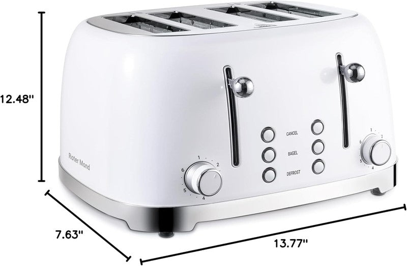 Retro 4 Slice Toaster White ST033 - Wide Slots, Bagel, Defrost, 6 Settings7