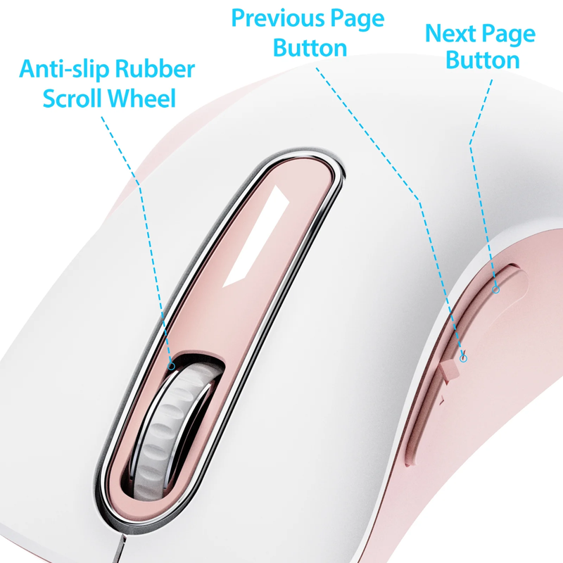 Wireless Optical Mouse 1400 DPI 5 Button USB Receiver for PC Laptop Pink White2