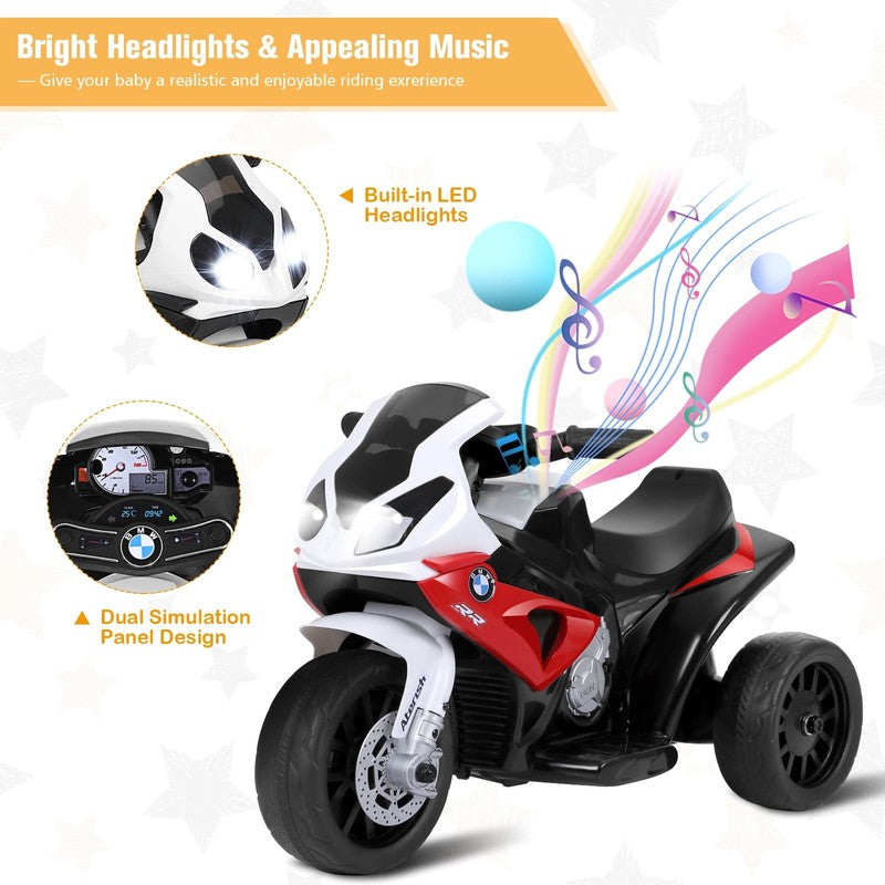 6V Licensed Kids Electric 3-Wheel Motorcycle Ride-On Red with Music & Light7