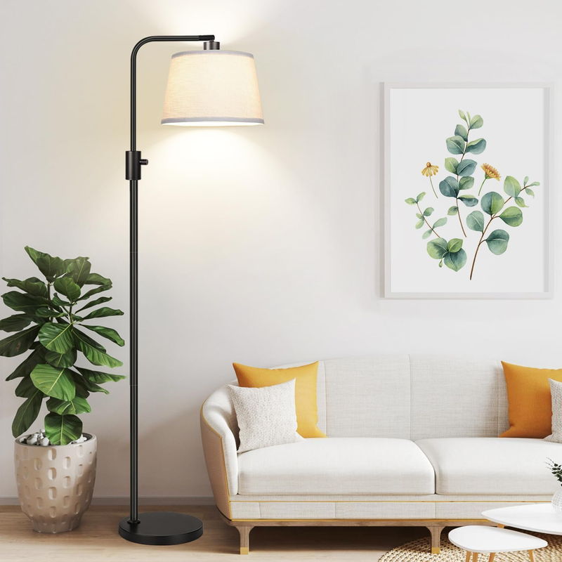 Upgraded Dimmable Arc Floor Lamp with Edison Bulb - Modern Black Design0