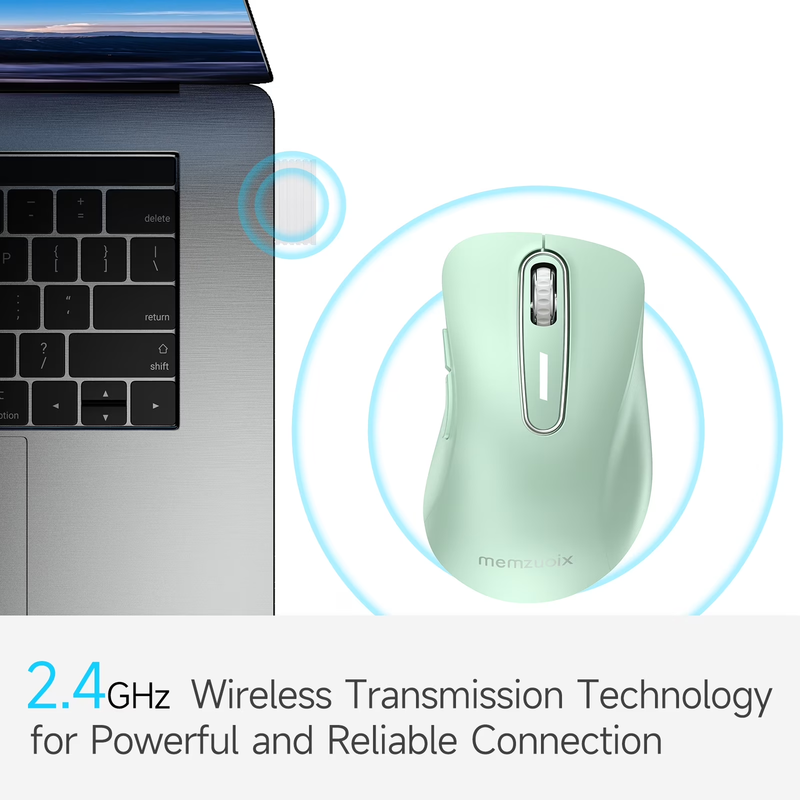 2.4GHz Wireless Mouse 1400 DPI 5 Button USB Receiver PC Laptop Light Green1