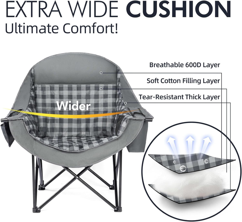 Oversized Camping Chair 2PK Heavy Duty Padded XL Outdoor Folding Lawn Chair2