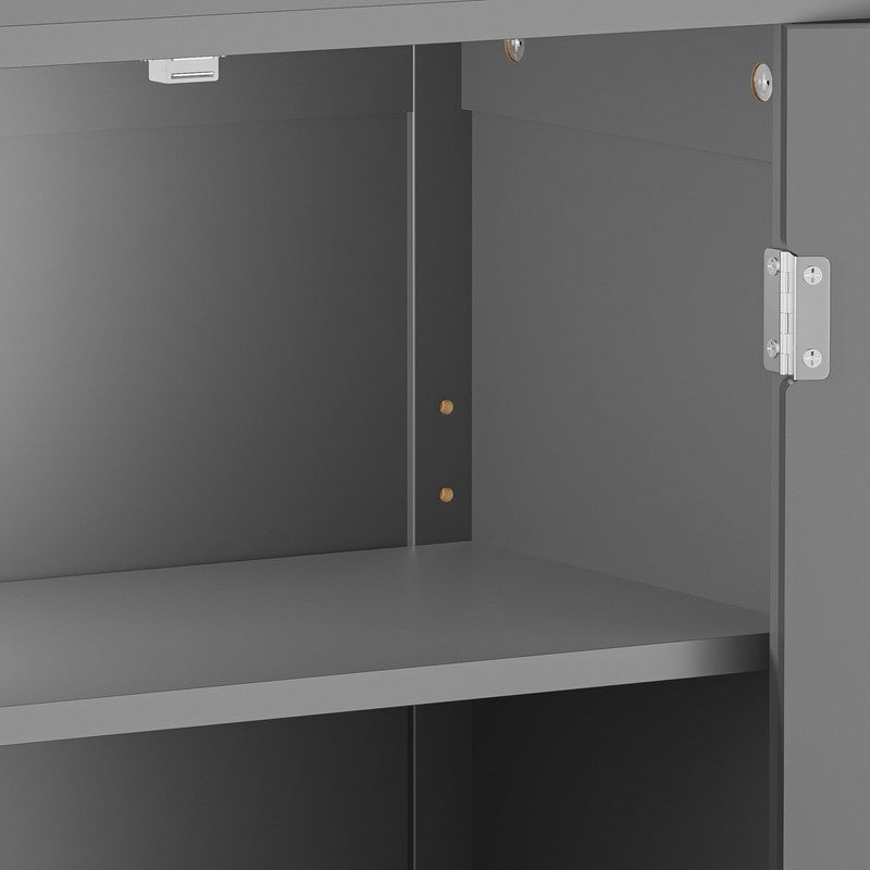 Wooden 2 Door Bathroom Cabinet Storage with 3 Shelves Free Standing 31.5" H, Gra9