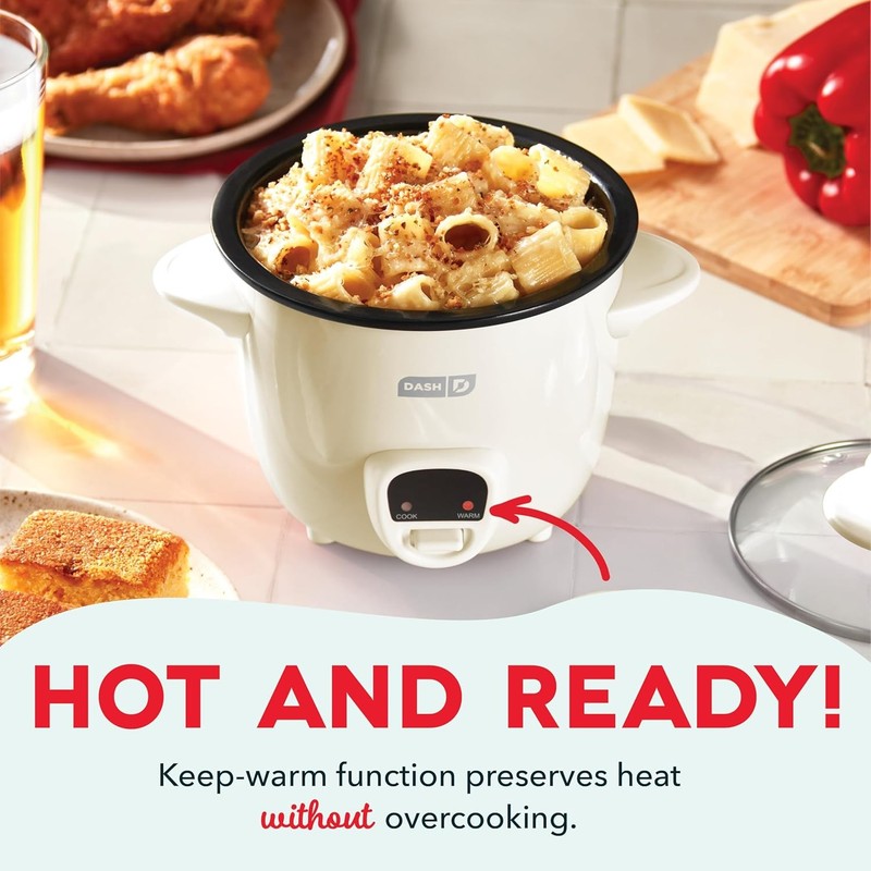 Mini Rice Cooker 2 Cup Steamer Nonstick Pot Keep Warm Function Cream2