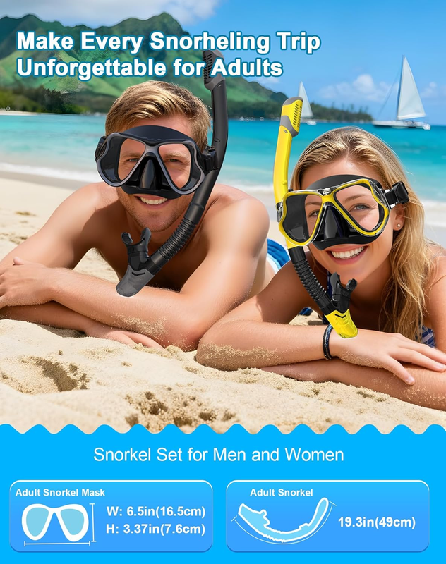 Dry Snorkel Set Panoramic Wide View Anti-Fog Scuba Mask Snorkeling Gear5