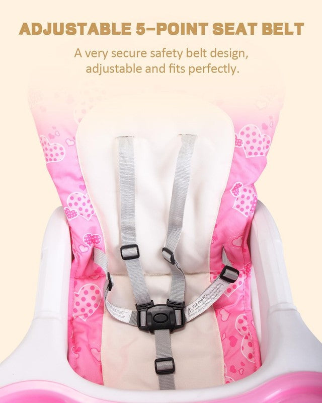 3 in 1 Convertible Baby High Chair Adjustable Toddler Chair Easy Clean Pink3