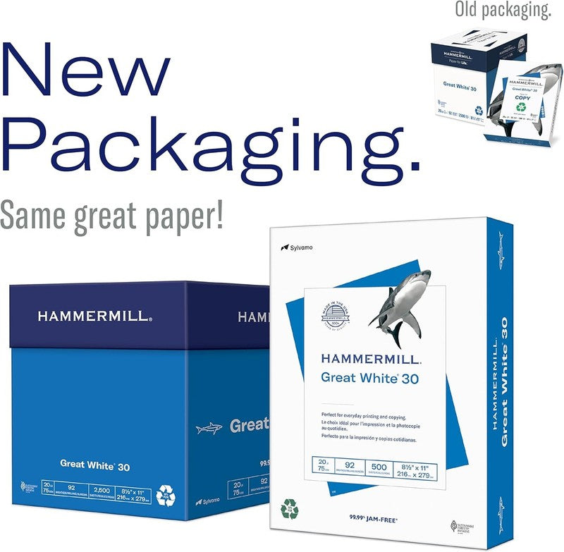 Great White 30% Recycled Printer Paper, 8.5x11, 1500 Sheets, Made in USA4