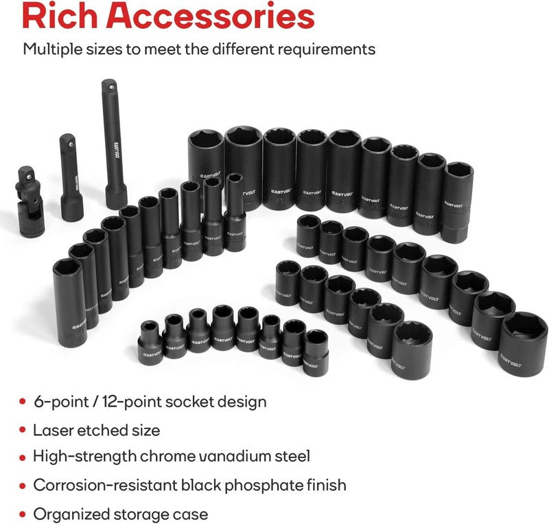 46Pc Mechanic Tool Kit Socket Set 72 Tooth Ratchet Metric SAE4