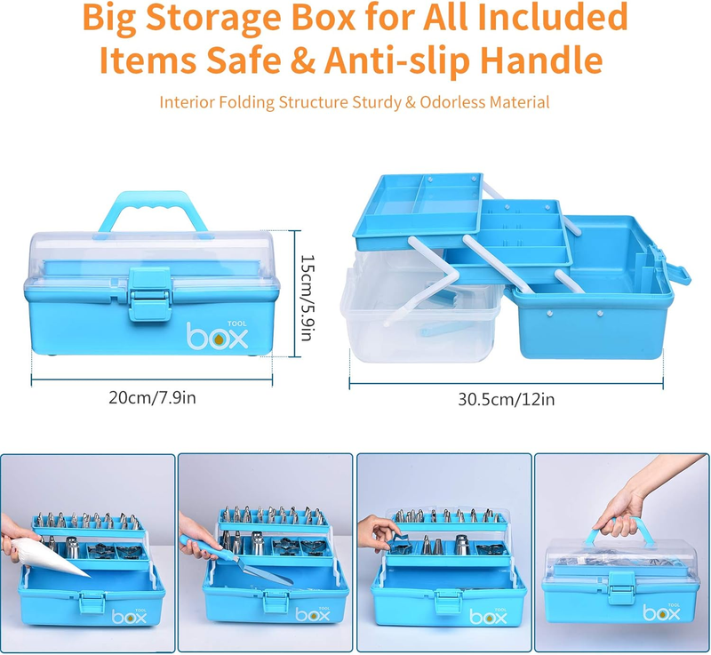 236 Pc Cake Decorating Tools Kit w/ Storage Case Piping Bags Icing Tips Blue2
