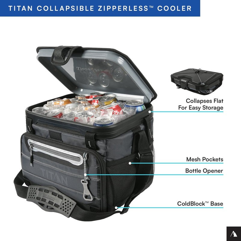 40 Can 27 Quart Collapsible Zipperless Soft Cooler Basalt Gr4
