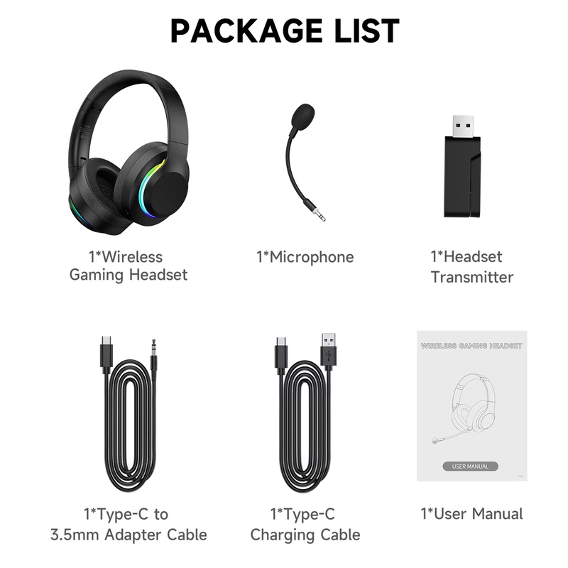 Wireless Gaming Headset PC PS5 Switch Mac Bluetooth 5.4 2.4GHz Mic7