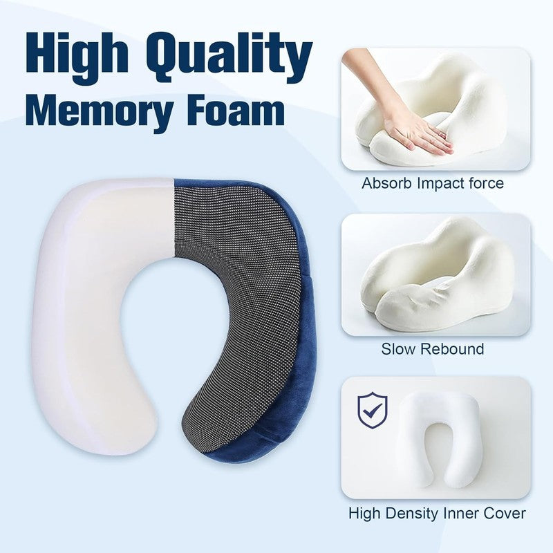 Adjustable Memory Foam Travel Neck Pillow Set w/ Eye Mask, Earplugs & Bag4