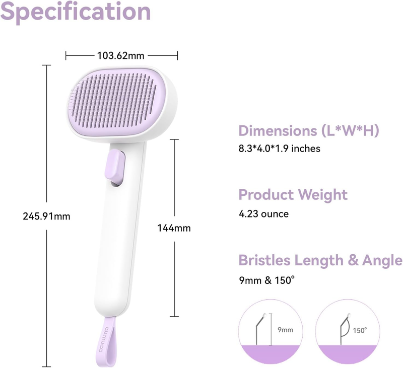Cat Dog Grooming Brush Shedding Loose Fur Long Short Hair Pets Purple Pet Brush8