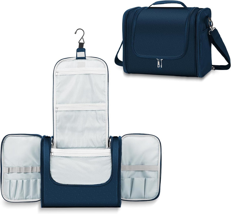 Extra Large Hanging Toiletry Bag Travel Dopp Kit Water-Resistant Blue with Strap0