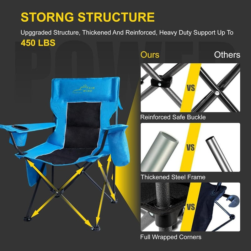 Oversized Padded Camping Chair with Footrest Stool Heavy Duty Cooler Bag Chair f7