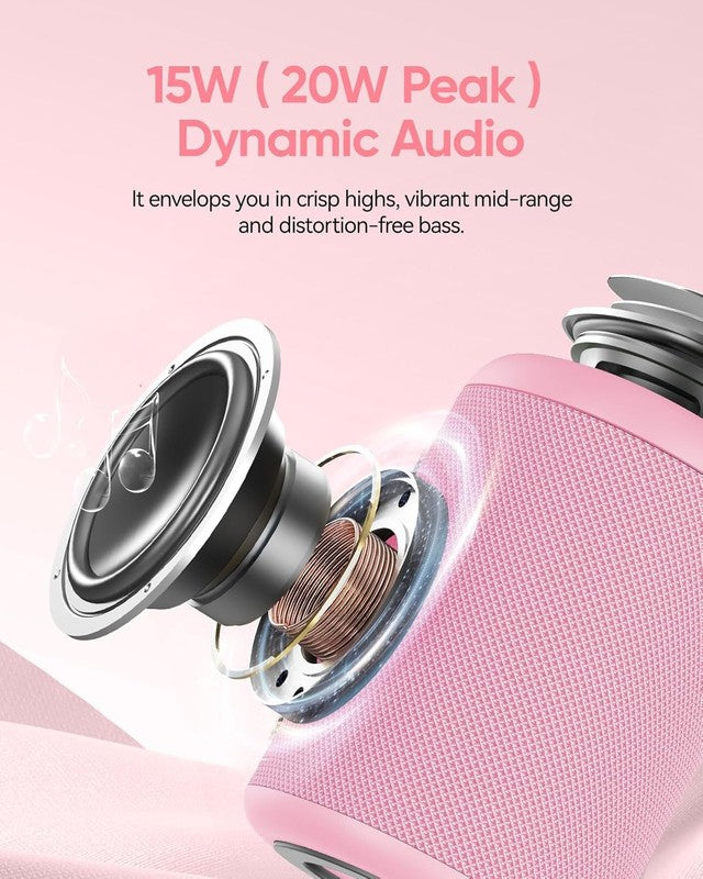 Portable Bluetooth Speaker with Lights, IPX5 Waterproof, All Day Play, TWS1