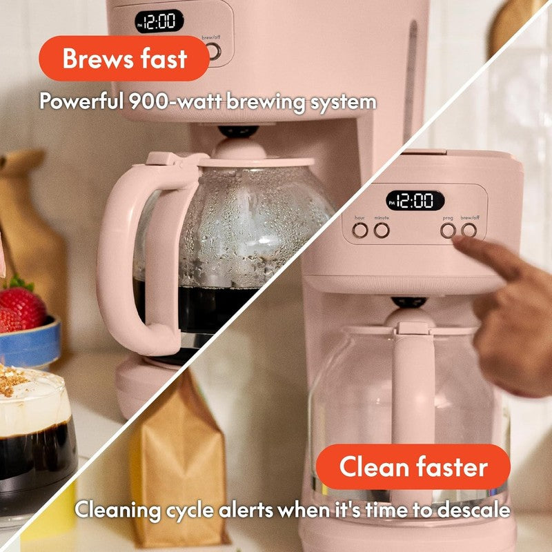 12 Cup Programmable Coffee Maker LCD Auto Shutoff 900W Blossom3