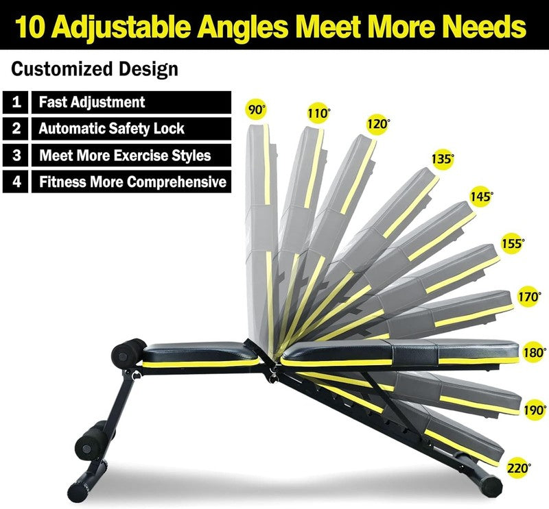 Foldable Adjustable Weight Bench   10 Positions, 700Lbs Capacity for Home Gym2