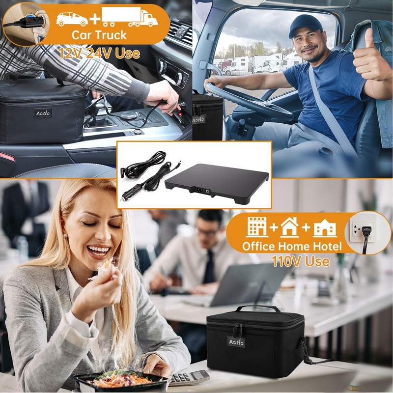 Portable Electric Lunch Box Food Warmer 12V/24V/110V Car Oven Black1