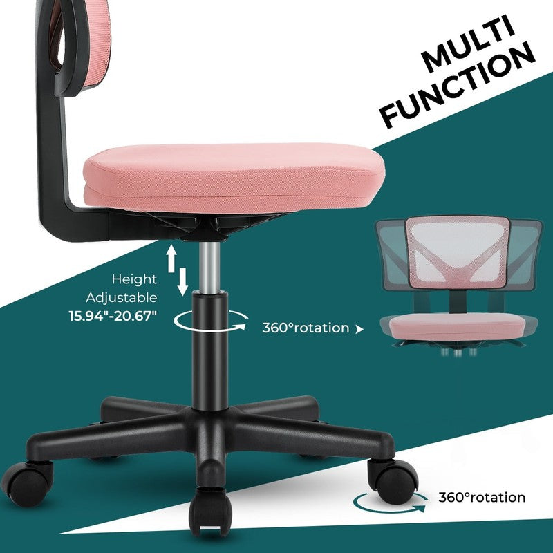 Home Office Desk Chair, Armless Mesh Computer Chair Small Space Swivel Adjustabl5