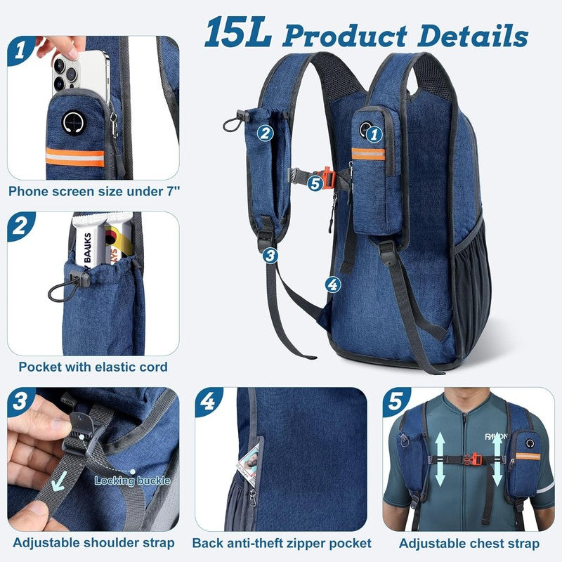 15L Small Hiking Backpack for Men Women Foldable Packable Back Pack Ultralight H1