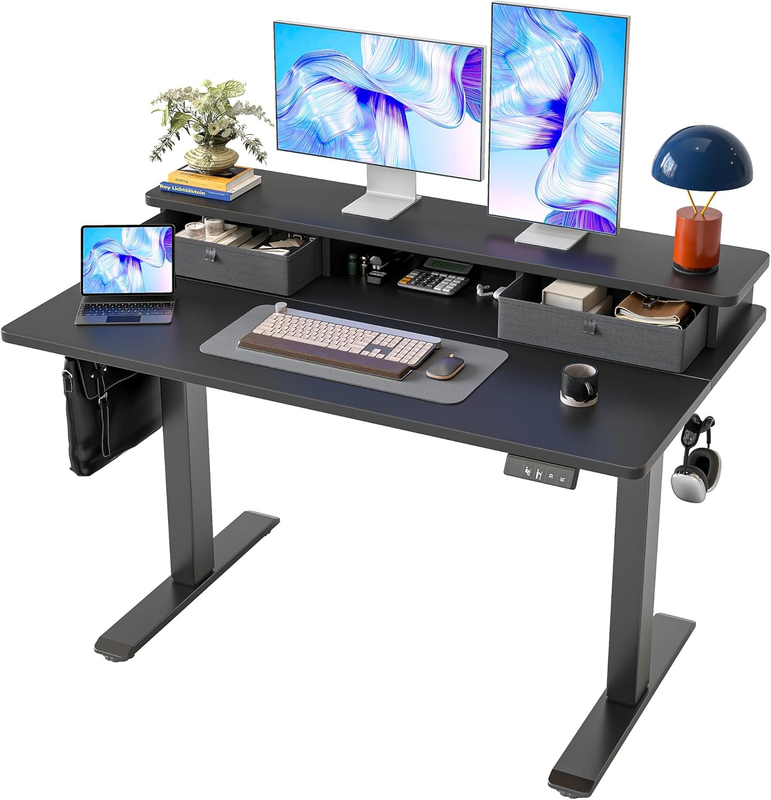48x24 Standing Desk w/ 2 Drawers Adjustable Electric Sit Stand Black9