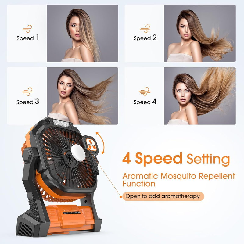 Portable Rechargeable Fan Cordless Battery LED Lantern Small Table Fan USB2