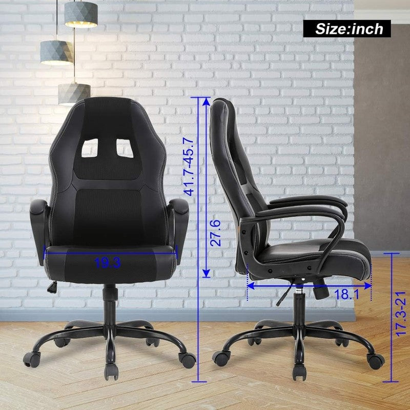 Ergonomic Gaming Desk Chair with Lumbar Support   PU Leather, Black2