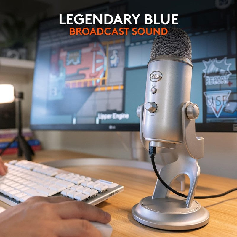 Blue Yeti USB Microphone for Gaming Streaming Podcast YouTube Discord PC Silver2