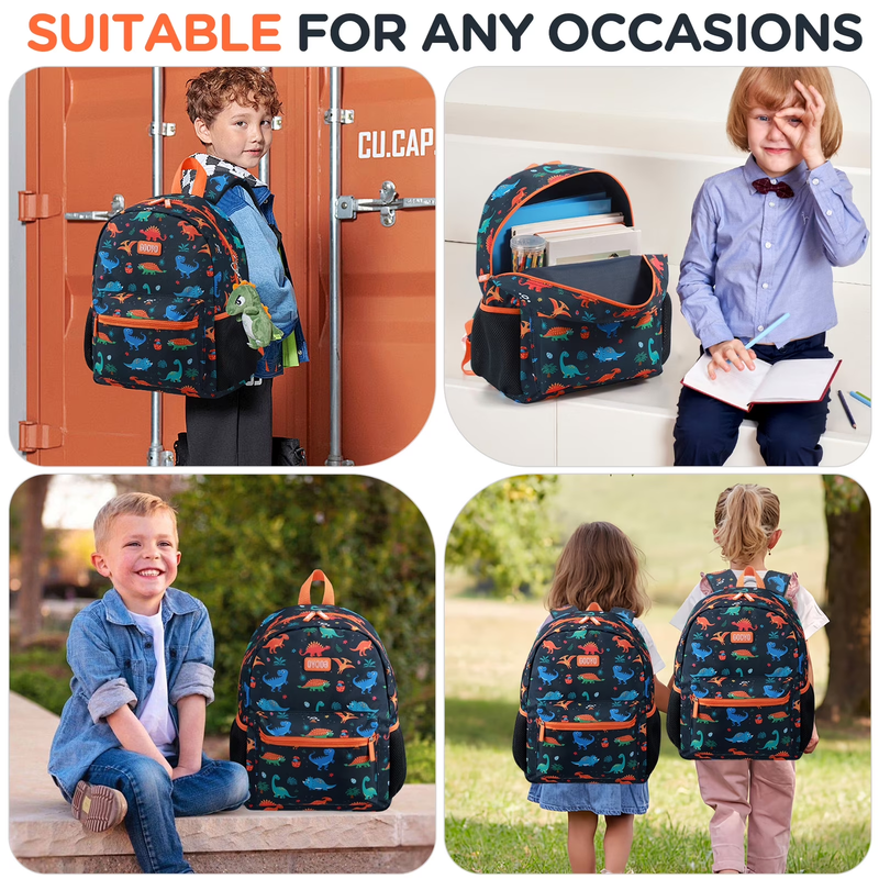 Kids Backpack for Boys, Dinosaur Waterproof Toddler Bookbag for Kids School Back1