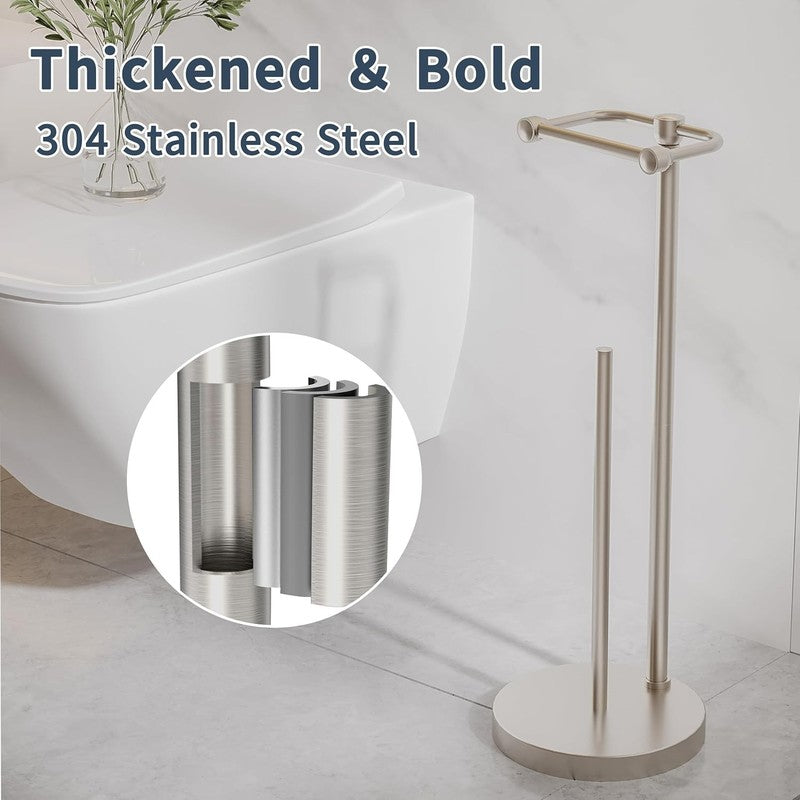 Toilet Paper Holder Stand, Post Pivoting Design Free Standing Toilet Paper Holde5