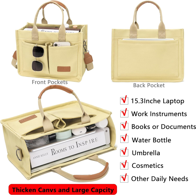 Tote Bag for Women with Compartments,Large Canvas Totes Women'S Purse Crossbody 1