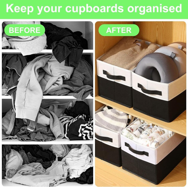 4 Pack Large Fabric Storage Bins with Handles, Collapsible Closet Cubes Black2