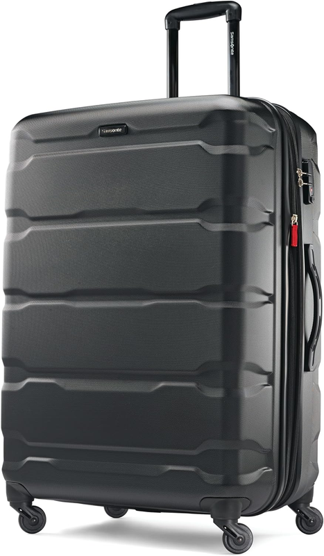 28" Hardside Expandable Luggage Spinner Wheels Checked Suitcase Black10