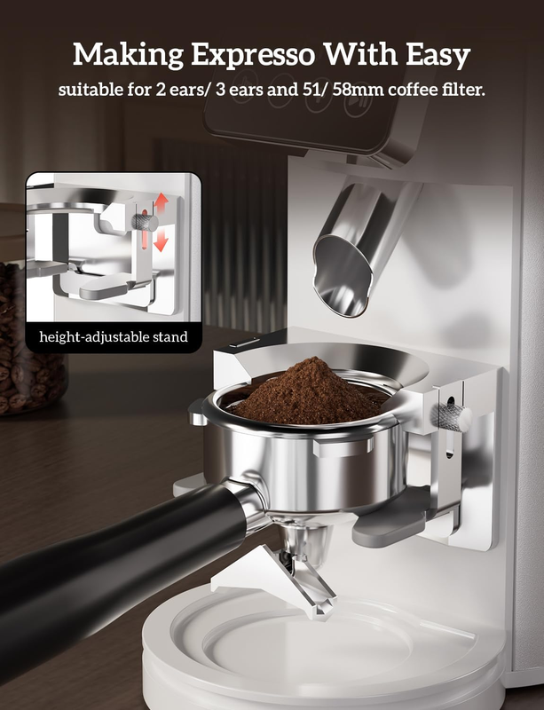 2-in-1 Espresso Burr Grinder Stainless Steel 30 Settings Anti-Static White5