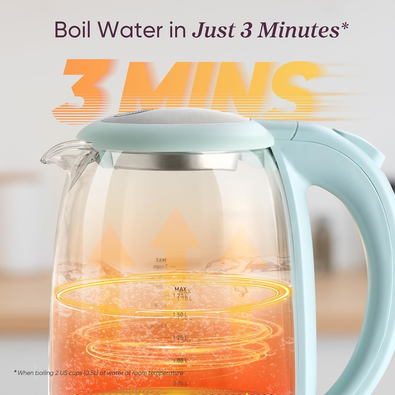 Electric Kettle, No Plastic Filter & Spout, Tea Kettle & Hot Water Boiler for Co3