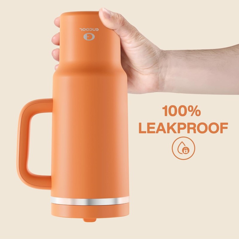 Insulated 40 Oz Stainless Steel Tumbler with Handle & Straw   Leakproof Orange4