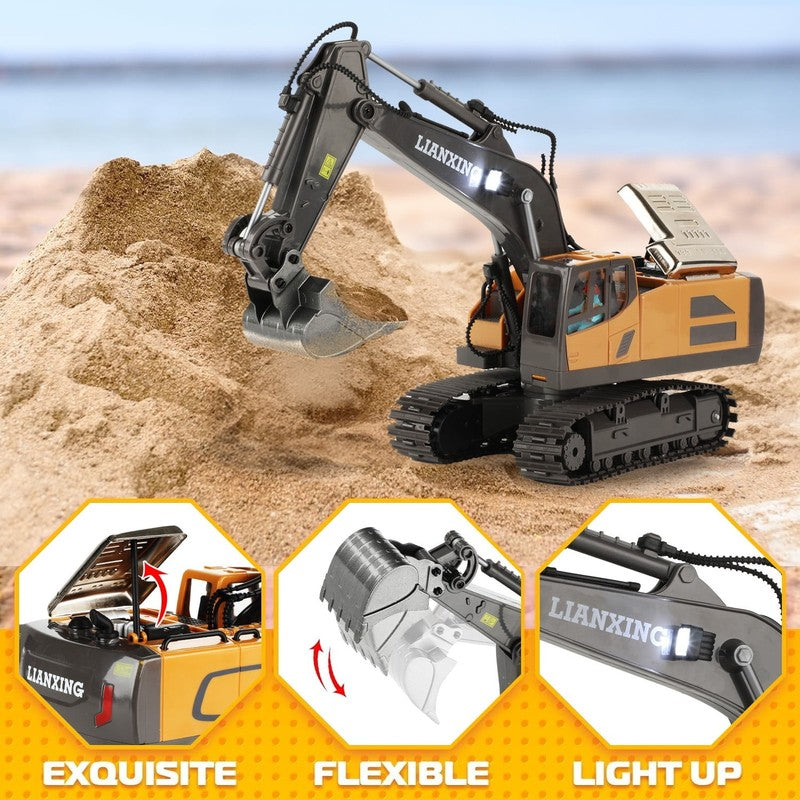 Remote Control Excavator Toys, 680° Rotation Hydraulic Car Toys with Metal Shove6