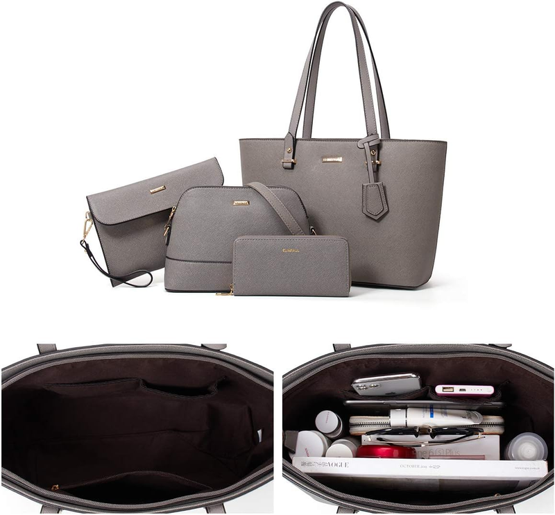 Women Fashion Synthetic Leather Handbag Set 4PCS Tote Shoulder Satchel Purse4