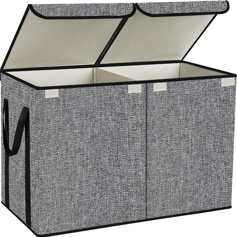 Large Kids Toy Box Chest Storage Organizer Collapsible Bins Double Lid Grey8