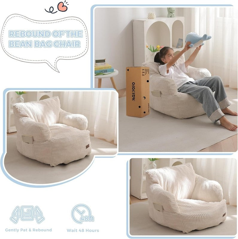 Kids Bean Bag Chair Toddler Sofa w/ Filler Lazy Floor Chair Gaming Beige7
