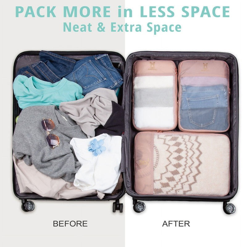 8 Set Expandable Compression Packing Cubes for Travel, See through Mesh Travel P6