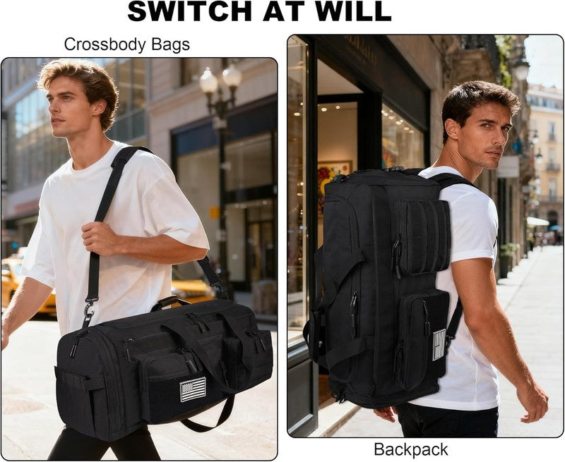 50L Tactical 3-in-1 Gym Duffle Backpack w/ Shoe Laptop MOLLE Black4
