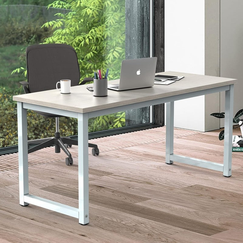 63'' Large 2 Person Office Desk Wide Computer Writing Desk White Oak3